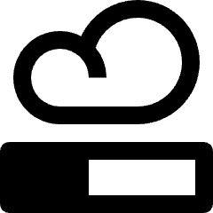 Clean line icon of a cloud above a quarter-marked progress bar. Used for cloud sync, files, and loading status.