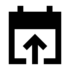 Calendar Upload Fill Icon from Sharp Fill - Streamline Material Set