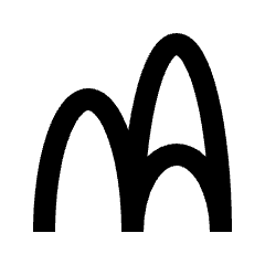 Sharp solid icon of two connected arched bands with three white openings. Used for Wi-Fi channels and wireless network settings.