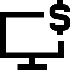 Desktop Dollar Icon from Sharp Line Set