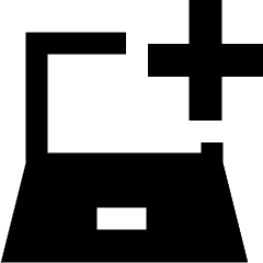 Laptop Add Plus Icon from Sharp Solid Set