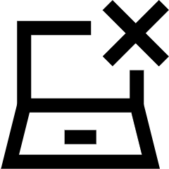 Laptop Delete Cross Icon from Sharp Line Set