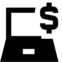 Laptop Dollar Icon from Sharp Solid Set