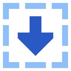 Triangle Arrow Down Dashed Square Icon from Sharp Flat Set