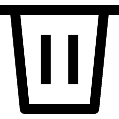 Clean line icon of a tapered bin with two vertical slits. Used for delete actions, trash controls, and waste management.