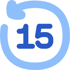 Button Go Backward 15 Icon from Flex Flat Set