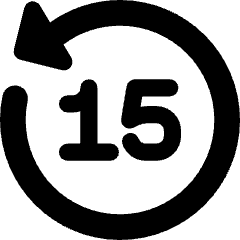 Button Go Backward 15 Icon from Core Solid Set