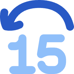 Button Jump Backward 15 Icon from Flex Flat Set