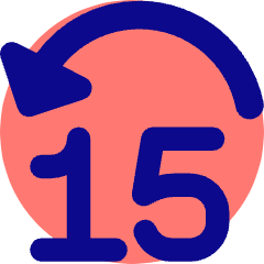 Button Jump Backward 15 Icon from Core Pop Set