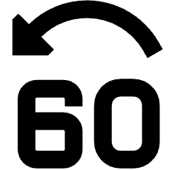 Button Jump Backward 60 Icon from Sharp Solid Set