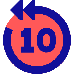 Button Skip Backward 10 Icon from Sharp Pop Set