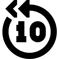 Button Skip Backward 10 Icon from Sharp Solid Set