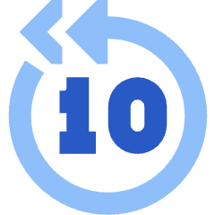 Button Skip Backward 10 Icon from Sharp Flat Set