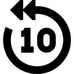 Button Skip Backward 10 Icon from Sharp Remix Set