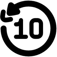 Button Skip Backward 10 Icon from Plump Solid Set