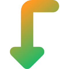 Triangle Arrow Bend Left Down Icon from Core Gradient Set