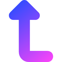 Triangle Arrow Bend Left Up Icon from Core Gradient Set