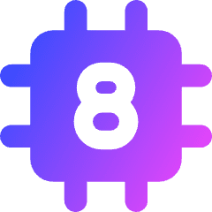 Computer Chip Eight Core Icon from Core Gradient Set