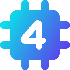 Computer Chip Four Core Icon from Core Gradient Set