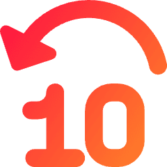 Button Jump Backward 10 Icon from Core Gradient Set