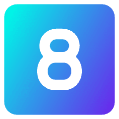 Number Eight Square Icon from Core Gradient Set