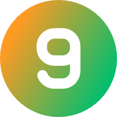 Number Nine Circle Icon from Core Gradient Set