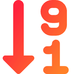 Descending Number Order Icon from Core Gradient Set