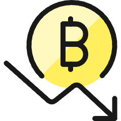 Crypto Currency Bitcoin Decrease Icon from Ultimate Colors Set