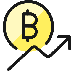 Crypto Currency Bitcoin Increase Icon from Ultimate Colors Set