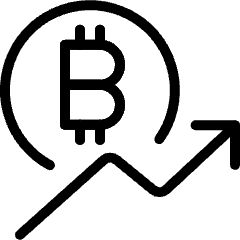 Crypto Currency Bitcoin Increase Icon from Ultimate Light Set