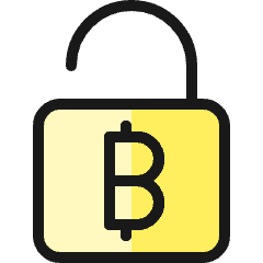 Crypto Currency Bitcoin Unlock Icon from Ultimate Colors Set