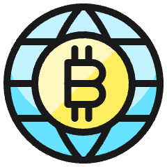 Crypto Currency Bitcoin World Icon from Ultimate Colors Set