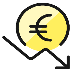 Currency Euro Decrease Icon from Ultimate Colors Set