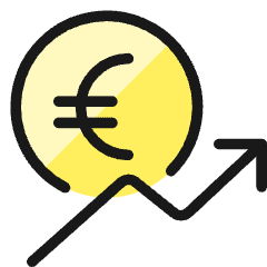 Currency Euro Increase Icon from Ultimate Colors Set