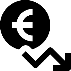 Currency Exchange Rate Euro Decrease Icon from Nova Solid Set