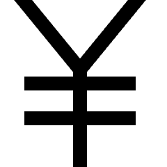 Clean line icon of a Japanese yen symbol with two horizontal bars and split stem. Used for currency, finance, and payments.