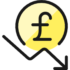 Currency Pound Decrease Icon from Ultimate Colors Set