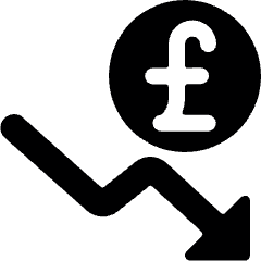 Currency Pound Decrease Icon from Ultimate Bold Set