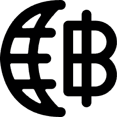 Currency Sign Baht Globe Icon from Ultimate Bold Set