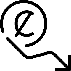 Currency Sign Colon Decrease Icon from Ultimate Light Set