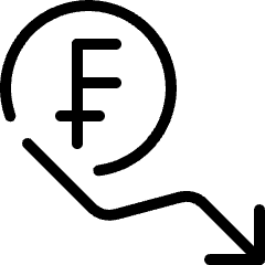 Currency Sign Franc Decrease Icon from Ultimate Light Set