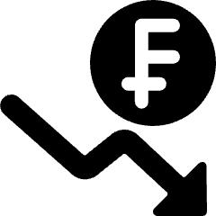 Currency Sign Franc Decrease Icon from Ultimate Bold Set