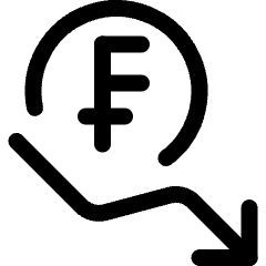 Currency Sign Franc Decrease Icon from Ultimate Regular Set