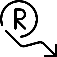 Currency Sign Rand Decrease Icon from Ultimate Light Set