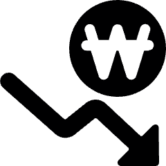 Currency Sign Won Decrease Icon from Ultimate Bold Set