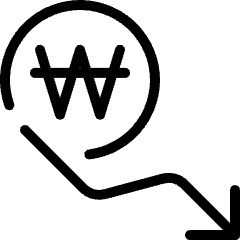Currency Sign Won Decrease Icon from Ultimate Light Set