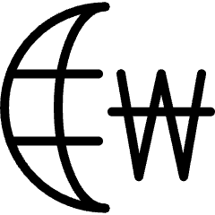 Currency Sign Won Globe Icon from Ultimate Light Set