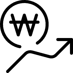 Currency Sign Won Increase Icon from Ultimate Light Set