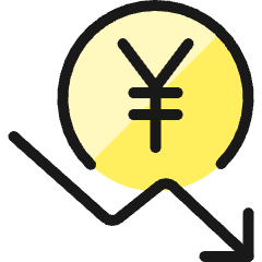 Currency Yuan Decrease Icon from Ultimate Colors Set