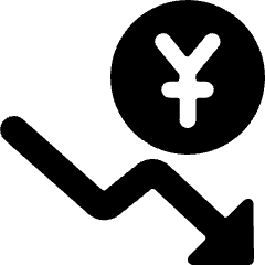 Currency Yuan Decrease Icon from Ultimate Bold Set